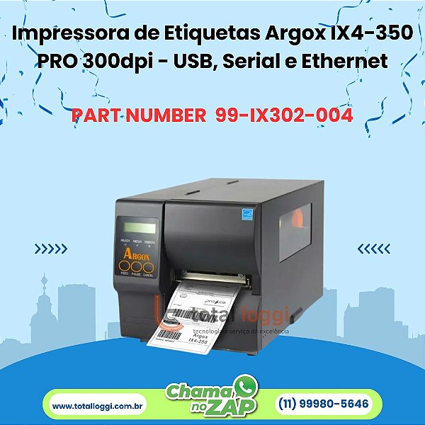 Impressora de Etiquetas Argox IX4-350 PRO 300dpi - USB, Serial e Ethernet