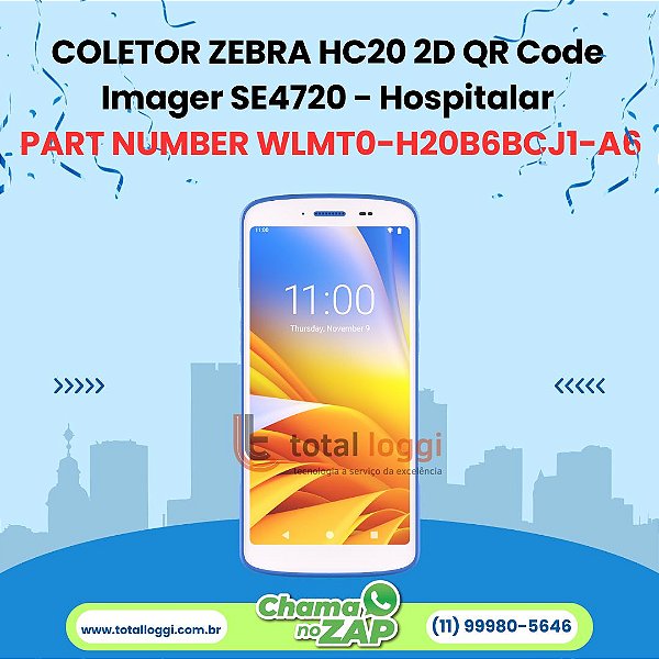 Coletor de Dados Zebra HC20 2D QR Code Imager SE4720 - Hospitalar
