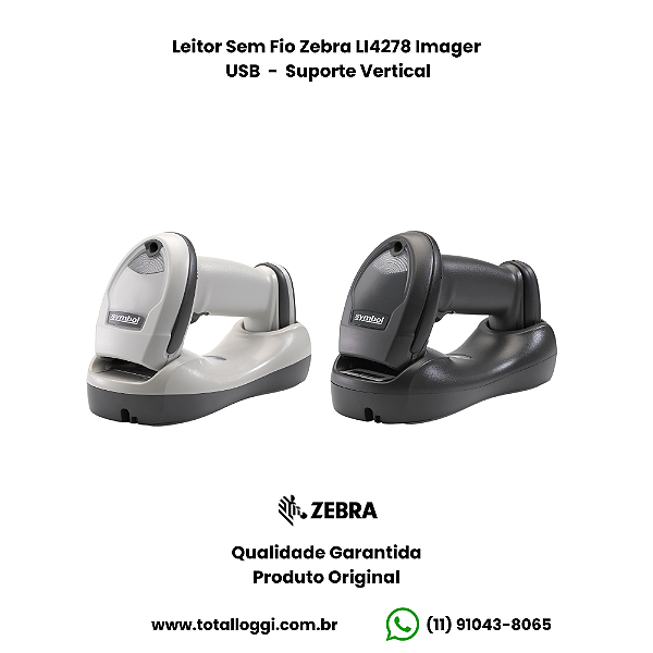 Leitor Sem Fio Zebra LI4278 Imager - USB (Suporte Vertical)
