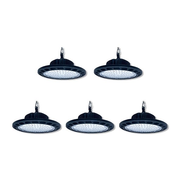 Kit C/ 5 Luminárias Industrial 200W de Led UFO HighBay