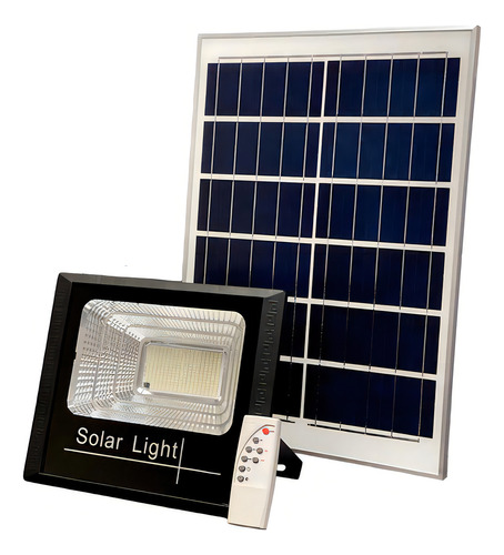 Kit C/ 4 Refletor Solar Led Holofote 6000K + Placas Solar + Controle