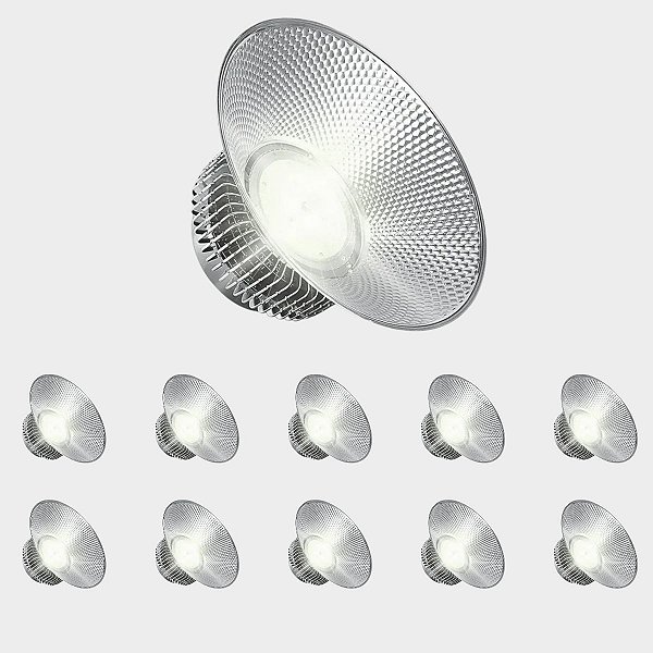 Kit 10 Luminária High Bay Led 200w 6000k Para Galpões