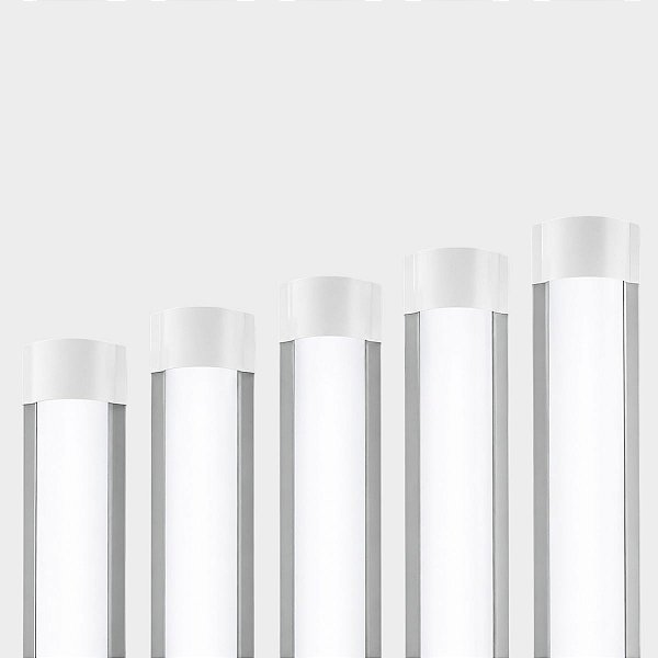 Kit 5 Luminárias Linear Tubular 60cm Sobrepor 60w Led 6000k