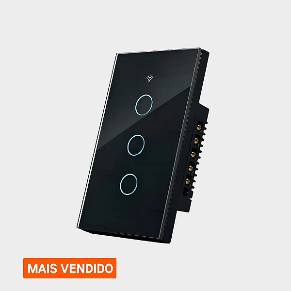 Interruptor Inteligente Wi Fi 3 Botões Touch Smart Preto
