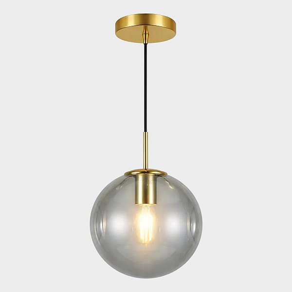 Pendente Bola Vidro Fumê 25cm Decorativo Moderno