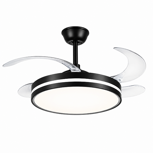 Ventilador Teto Preto Com Luz Inteligente Led 50w 3 Cores