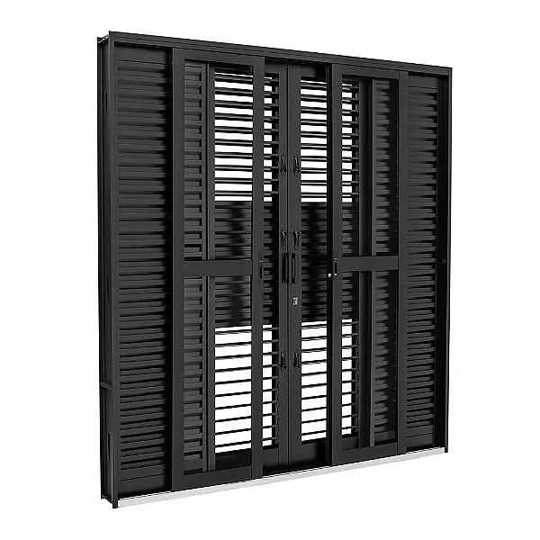 PORTA BALCÃO DE AÇO DE CORRER MULTIFLEX PRÁTIKA BLACK PRETA 6 FOLHAS