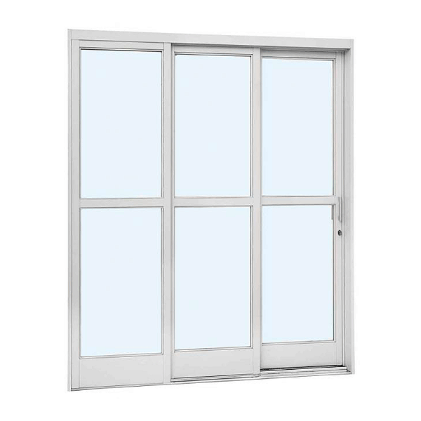 PORTA DE CORRER COM DIVISÃO CENTRAL AÇO - 3 FOLHAS - BRANCO PRÁTIKA DIREITA