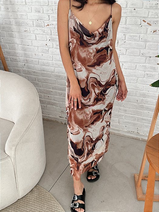 Vestido Mescla Marrom