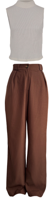 Conjunto Feminino Regata Calça Alfaiataria Marrom