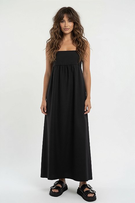 Vestido Longo Algodão Preto