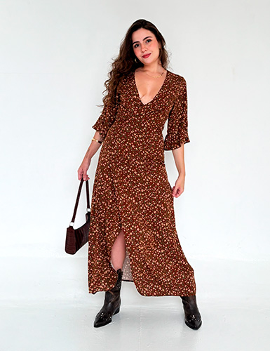 Vestido Dayse Envelope Marrom