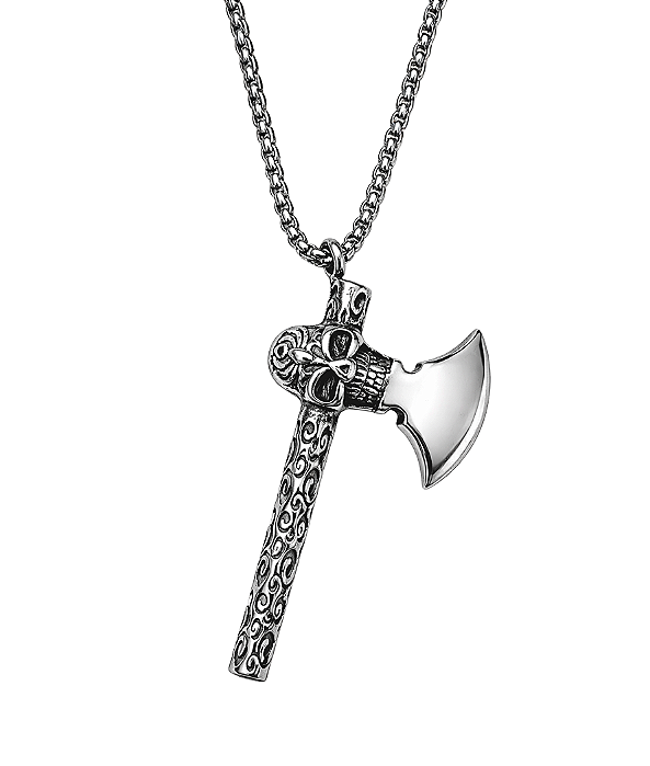 Colar com pingente Skull Axe Death