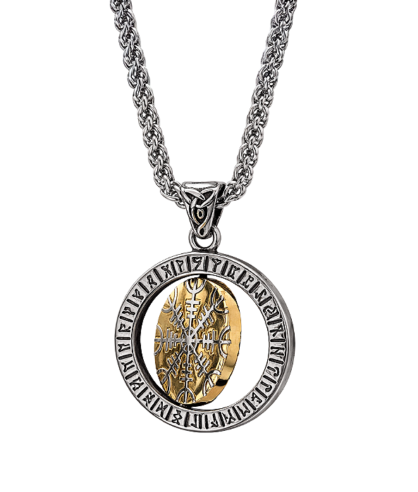 Colar com Pingente Bússola Viking Vegvísir