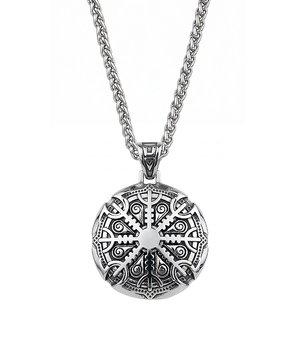 Colar com Pingente Amuleto Aegishjalmur Viking