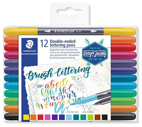 Caneta Ponta Dupla Staedtler - Brush Lettering - 12 cores