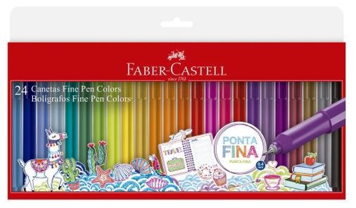 Caneta Ponta Fina - Fine Pen colors - 24 cores - Faber Castell