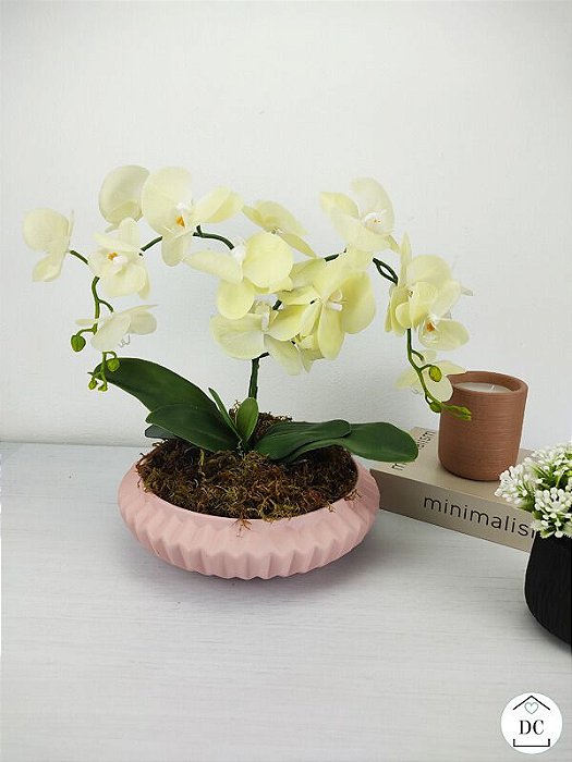 Decor Centro | Arranjo Orquídea Bege com Vaso Rosa - Decor Centro | Loja  Online de Artigos de Decoração