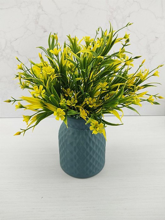Decor Centro | Vaso Verde de Vidro com Flor Amarela - Decor Centro | Loja  Online de Artigos de Decoração