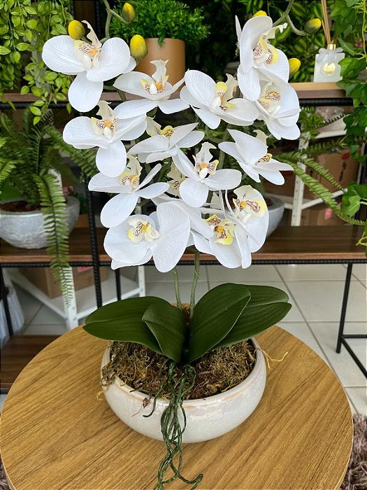 Arranjo de Orquídea Artificial com Vaso Redondo - Loja de Decoração Online  | Comprar Artigos de Decoração para Sala | Decor Centro
