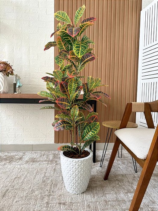 Árvore Artificial Croton 130cm Vaso de Polietileno