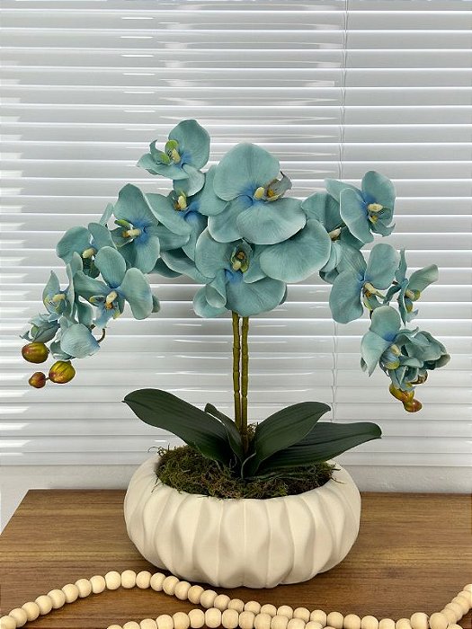 Arranjo de Orquídea Artificial Azul Equibanda Bege G