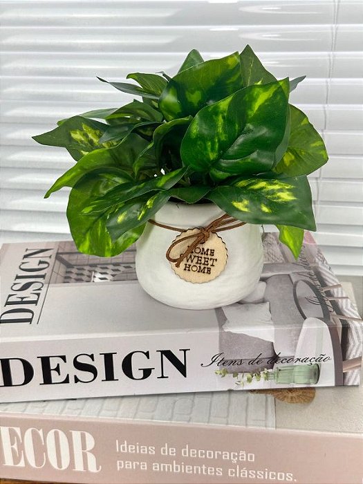 Vasinho Branco com Jiboia Artificial - Loja de Decoração Online
