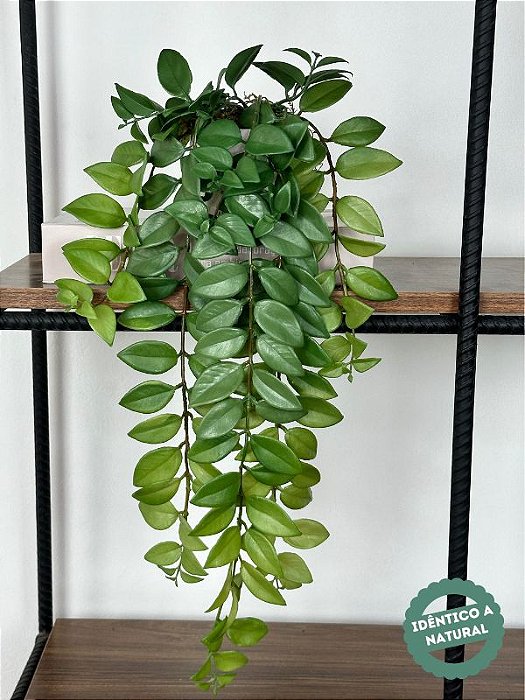 Pendente Artificial 60cm Toque Real com Vaso Cerâmica Branco