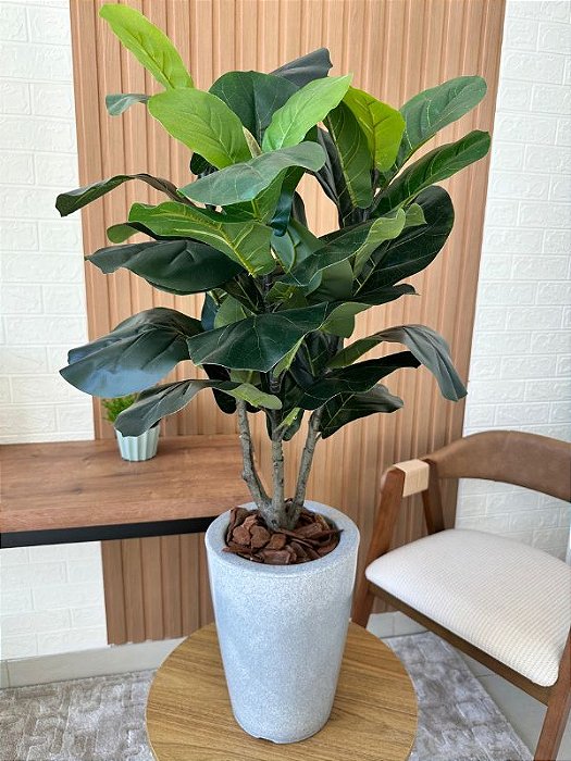 Ficus Lyrata 95cm Artificial Vaso Polietileno Cone Cinza