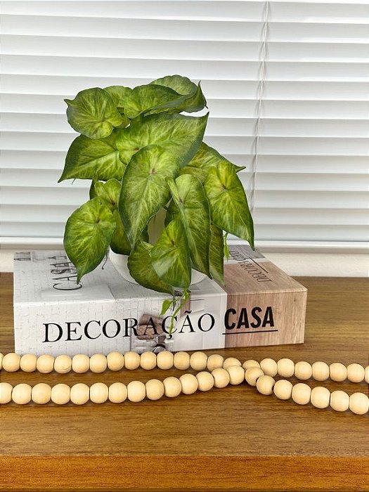 Arranjo Folhagem 3d Vaso Cerâmica Branco