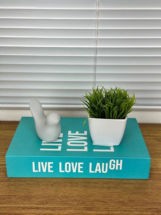 Kit Livro Decorativo + Pássaro + Vasinho Melamina Branco