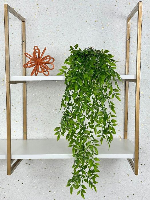 Planta Pendente Artificial Orégano 65cm Vaso Cerâmica Branco