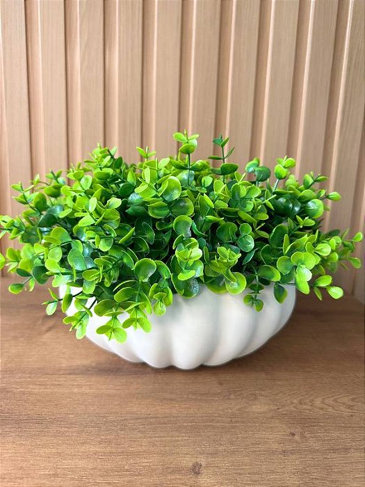 Arranjo Artificial Eucalipto Verde Vaso Gomo G Bege