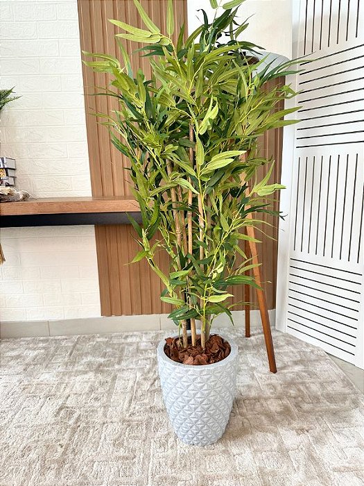 Árvore Artificial Bambu 130cm Vaso Polietileno Cinza