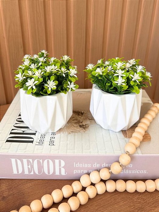 Duplinha Florzinha Branquinha Vaso Ceramica Branco