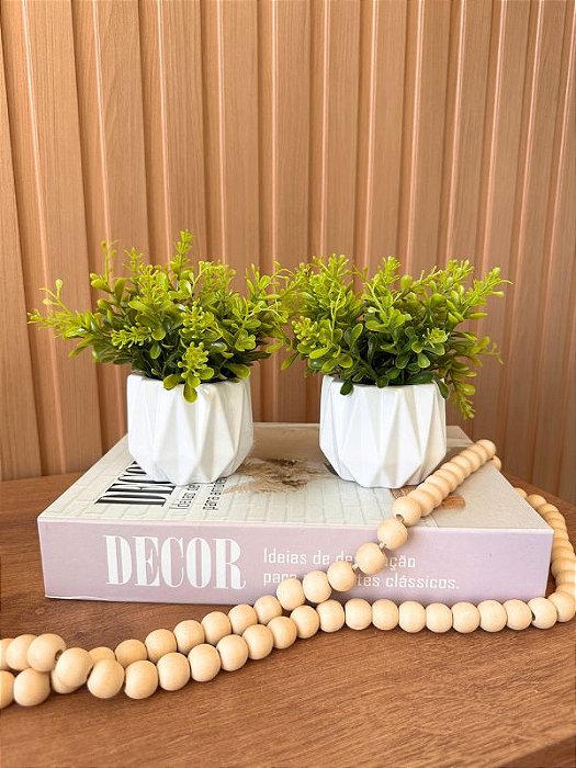 Duplinha Verde 2 Tons Vaso Cerâmica Branco