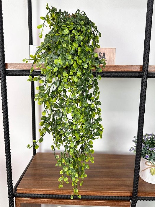 Planta Artificial Pendente Verde 60cm Vaso Sinus Preto