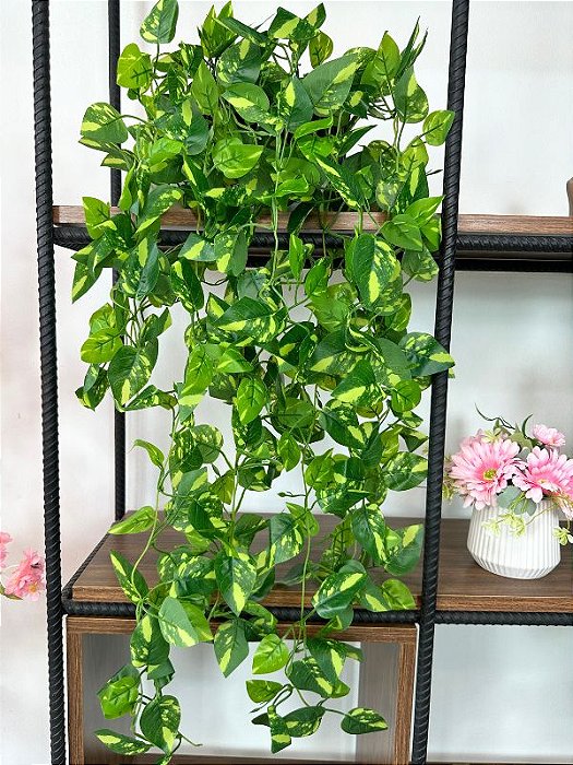 kit 2 Pendentes Jiboia Artificial 1m Vaso Cerâmica Preto