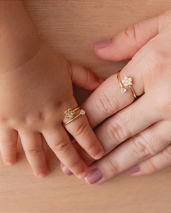 Anéis Mãe e Filha Flor