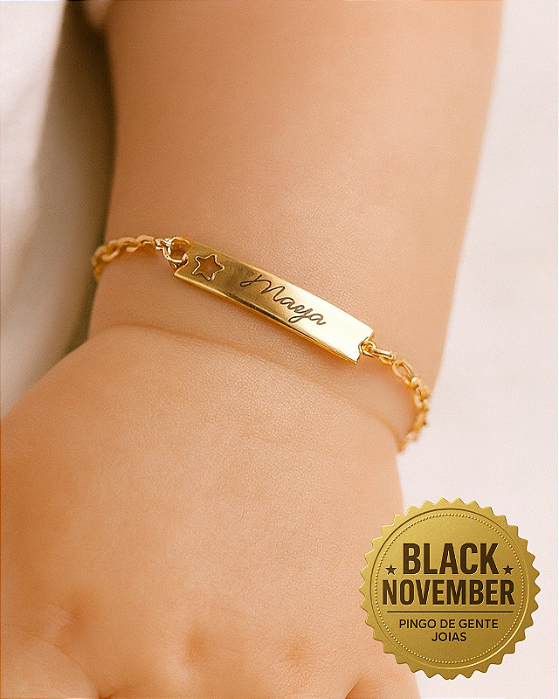Pulseira Infantil Personalizada Estrela Banhada a Ouro 18K