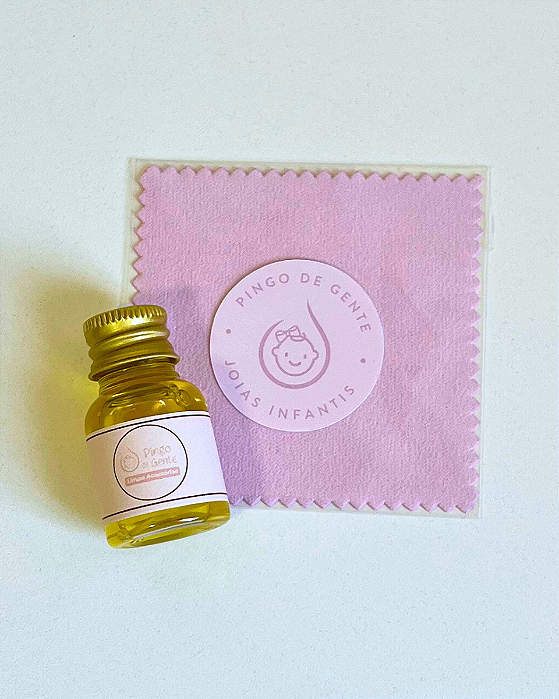 Kit Limpa Acessórios – Limpa Semijoias 15ml + Flanela Mágica | Pingo de Gente Joias