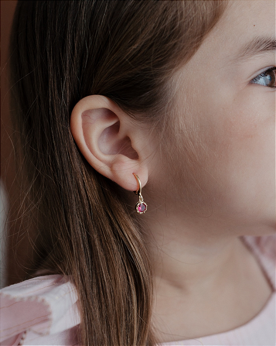 Argola Jade rosa fúcsia