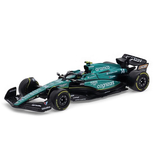 Fórmula 1 Aston Martin AMR23 Fernando Alonso 2023 1:43 Bburago c/ Display e Piloto