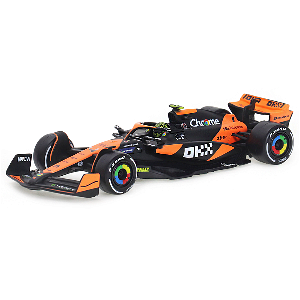 Fórmula 1 McLaren MCL38 Gp Miami 2024 Norris 1:43 Bburago c/ Display e Piloto