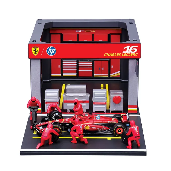 Miniatura F1 Ferrari SF-24 Pit Stop Diorama 1:43 Bburago