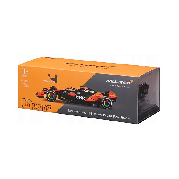 Fórmula 1 Mclaren MCL38 Norris 1:24 Bburago Case em Acrilico