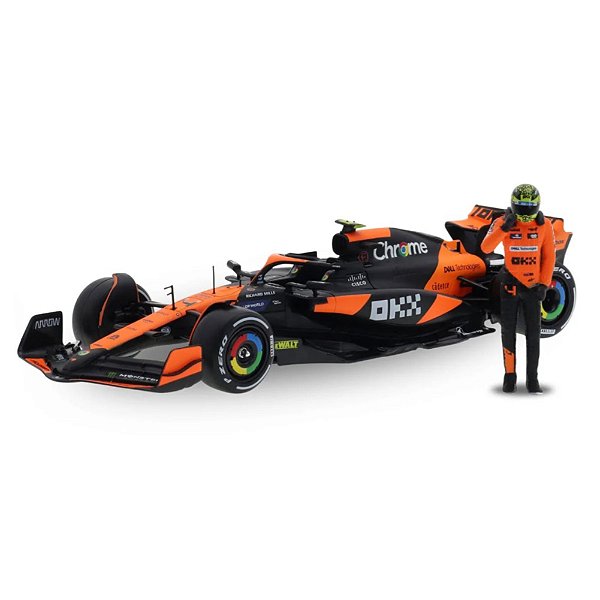 Fórmula 1 McLaren MCL38 Norris Miami c/ Piloto 1:24 Bburago