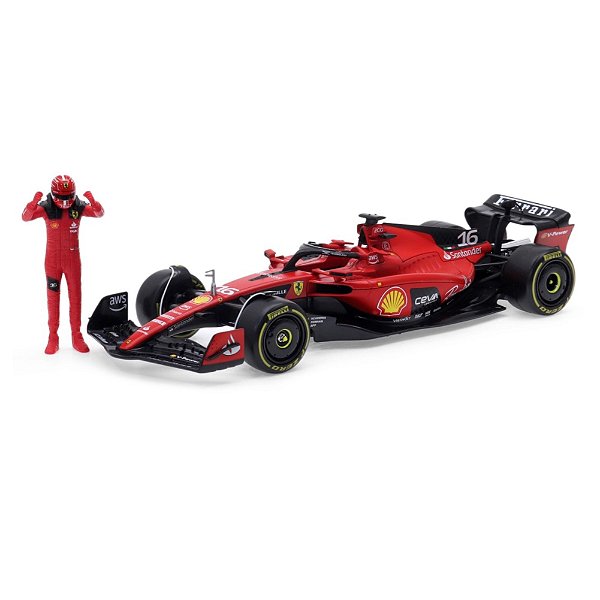 Fórmula 1 Ferrari SF-23 Charles  2023 c/ Piloto 1:24 Bburago