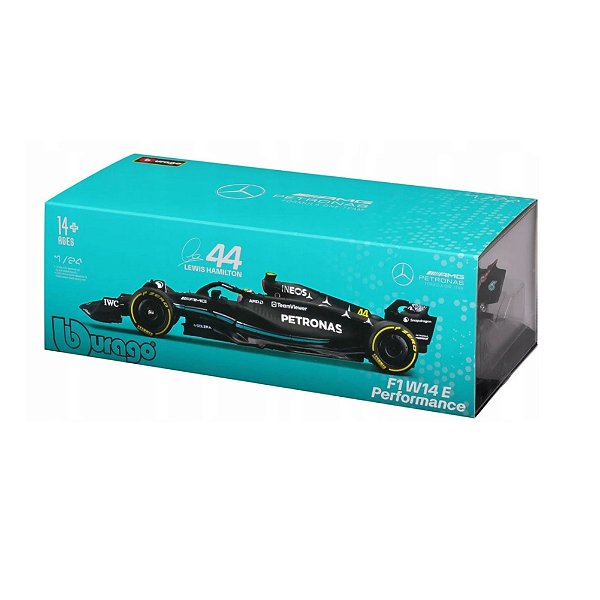 Fórmula 1 Mercedes W14 Lewis 1:24 Bburago Display e Piloto