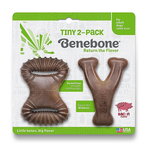 Benebone Tiny 2-Pack Dental Chew E Wishbone Bacon